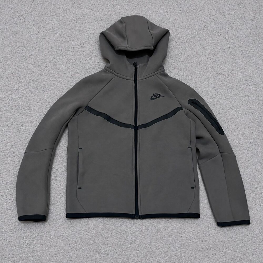 Nike Tech Fleece Windrunner Hoodie Boys Youth Medium Gray Black Full Zip Gym
